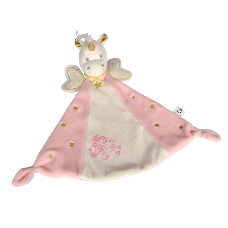  baby comforter pink unicorn gold 